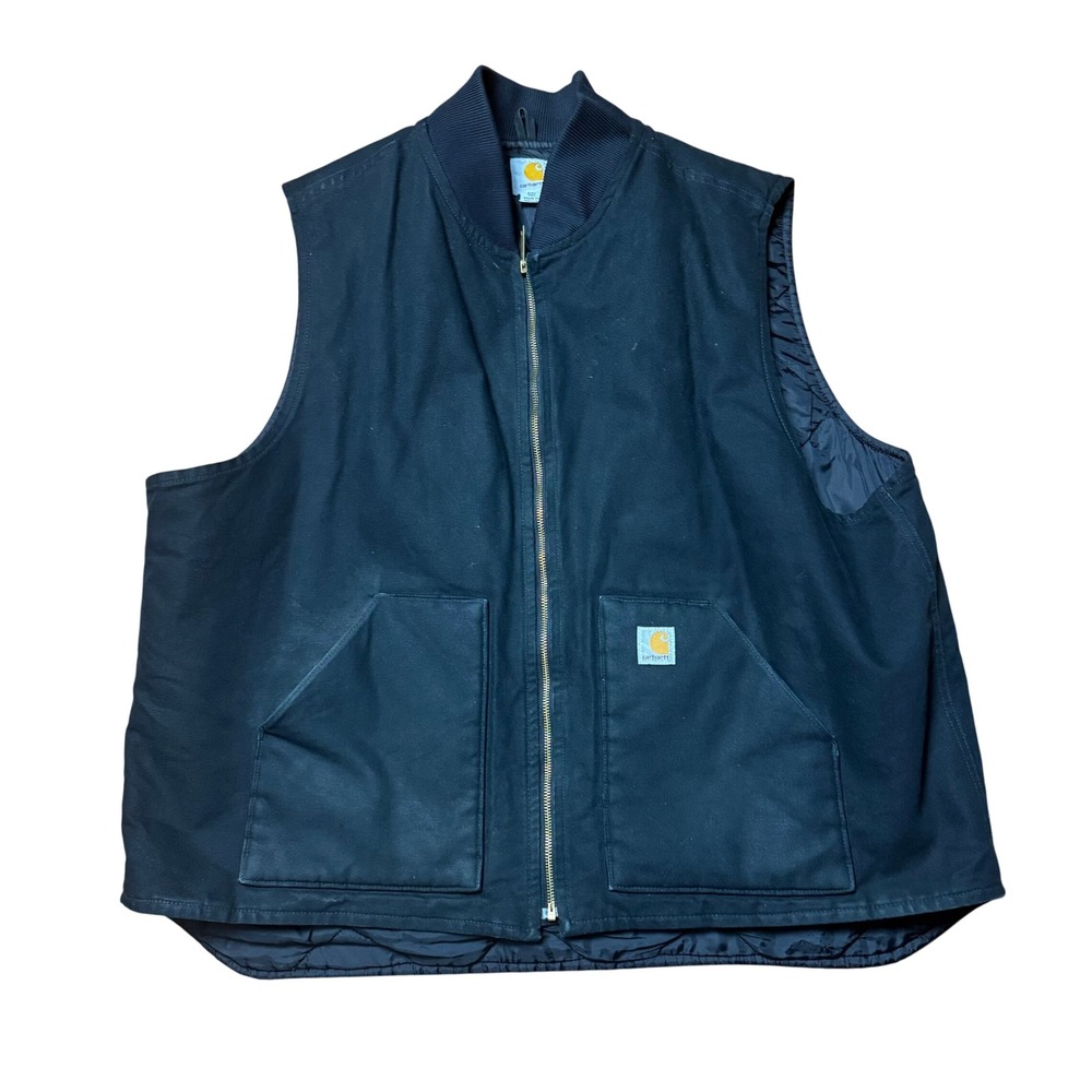 Carhartt‎ Work Vest Quilted Lined Full Zip Utility Outdoor Black 3XL Tall